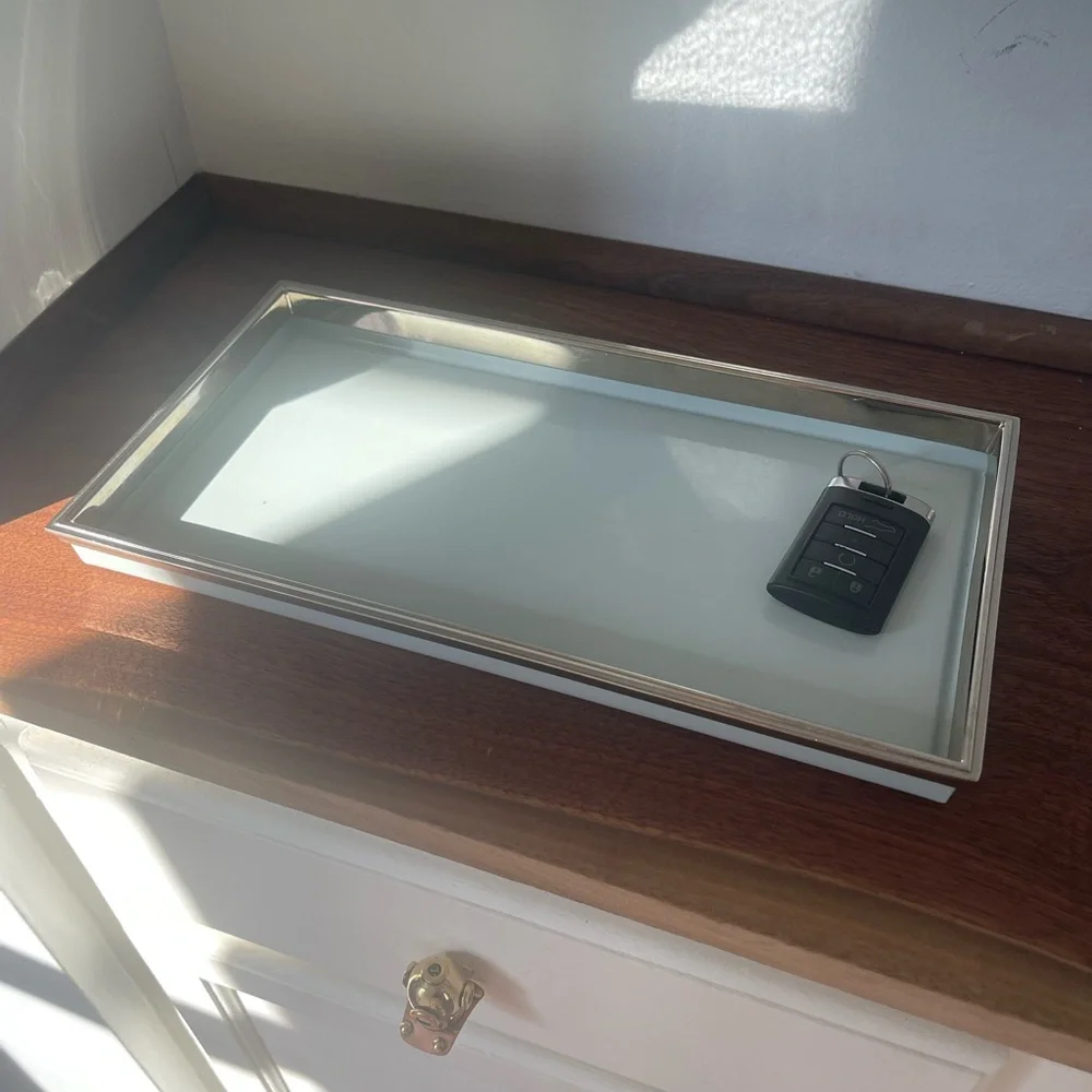 Restoration Hardware enamel vanity tray and soap dish set